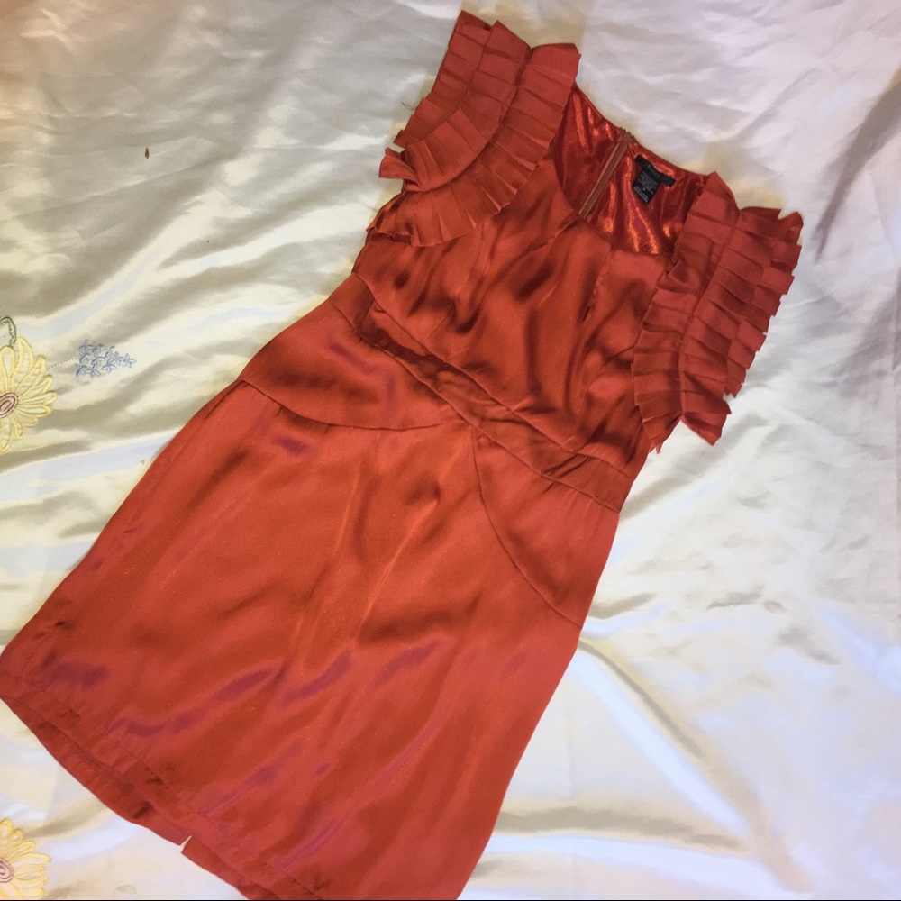 Burnt Orange Dress with Statement Sleeves